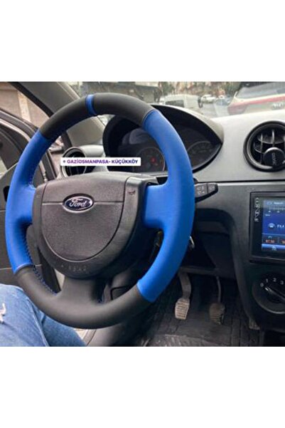 Detay Direksiyon kılıfı Ford Fiesta -connect 2003-2009 Uyumlu Mavi Siyah Dese...