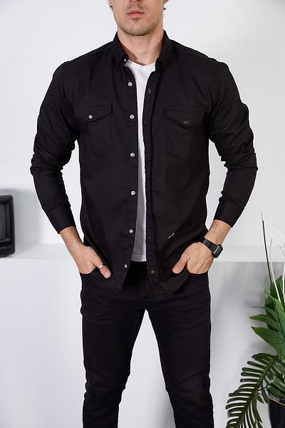 ENZİM JEANS Мъжка прилепнала дънкова риза