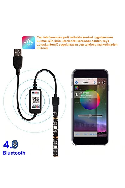 exeo Tv Arkası Bluetooth Rgb Usb Şerit Led Slikonlu 5 Mt