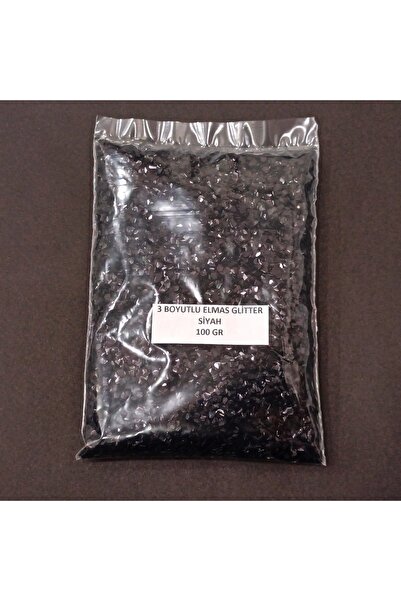 HOBİFLEX Glitter Epoksi Reçine Süsleme Pulu Üç Boyutlu Elmas Modeli Nail Art Makyaj Sim Siyah 100 Gr