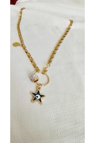 Alaçatı Yıldız Ve Göz Figürlü Taşlı Kadın Kolye