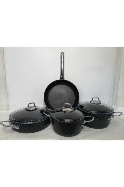 FALEZ Black Line Granit Set 7 Parça Siyah