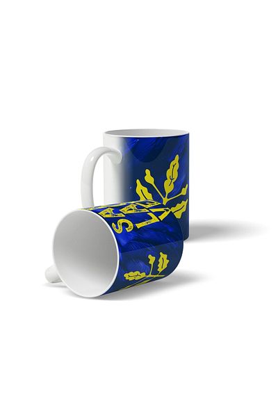 OFFSIDE Yellow Navy Blue - Navy Blue Printed Mug