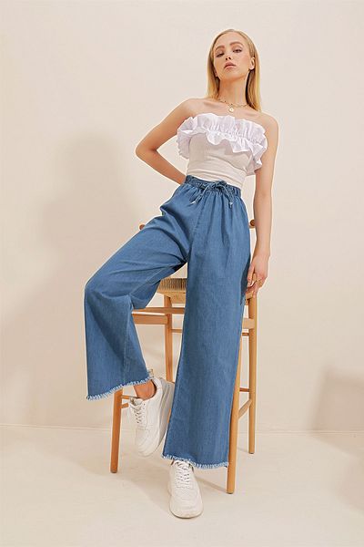 Trend Alaçatı Stili Hose - Blau - Wide Leg