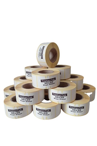 HITMAX 30x20 Kuşe Etiket 1 Rulo 1000 Adet (tam Metraj) Toplam 12 Rulo Ribonlu Baskıda Kullanılırlar