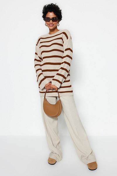 Trendyol Modest Steingestreifter Thessaloniki-Strickpullover TCTAW24AK00000