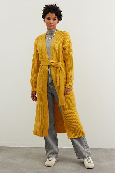 Trendyol Modest Cardigan - Yellow - Relaxed fit