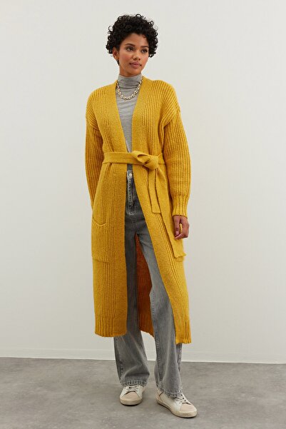 Trendyol Modest Cardigan - Yellow - Relaxed fit