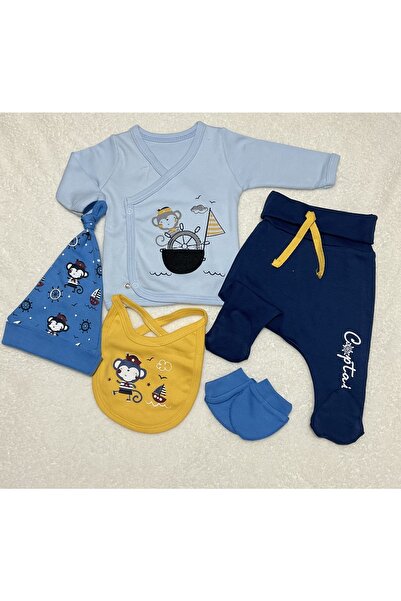 almini New Season 5 Piece Men's Crazy Captain Newborn Hospital Exit Bodysuit Set