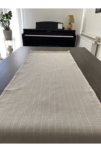 Buldan Keteni Simli Püsküllü Runner Krem-bej 40x140 Cm