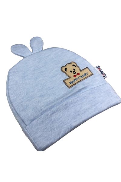Cramerr Happy Bear Embroidered Baby Beanie with Ear Detail