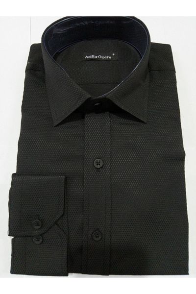 ATİLLA ÖZER Slimfit тъмна кожа риза