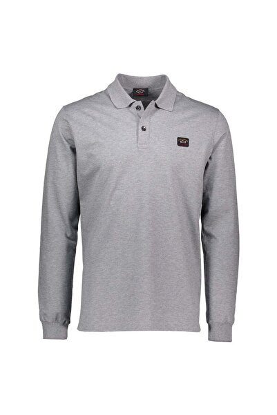 PAUL&SHARK Erkek Marka Logolu Pamuklu Polo Yakalı Uzun Kollu Gri Polo Yaka T-shirt C0p1001-132