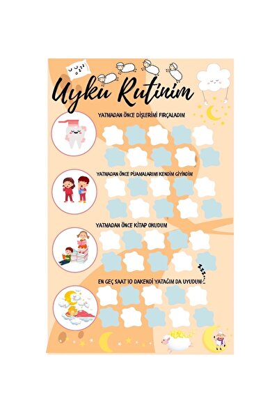 Think And Print Uyku Rutini Kazandırma Panosu Çocuklar Için Yatma Çizelgesi Y...