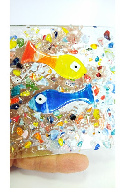 Cam Banyo Gider Kapağı 10*10 Cm El Yapımı Kabartma Balık Dekoratif Obje