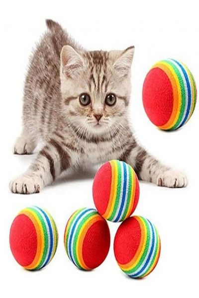 Özasya AVM 2 Pieces Rainbow Color Cat Dog Play Ball 4.2 Cm