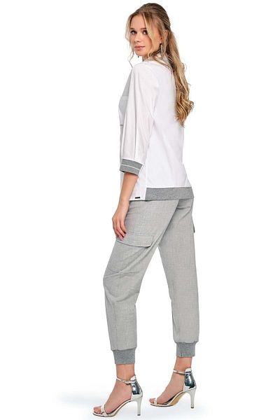 Guitar Ribbed Leg Gray Woven Trousers