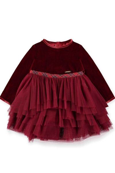 Pan Con Chocolate Κοριτσίστικο μακρυμάνικο φόρεμα κόκκινο