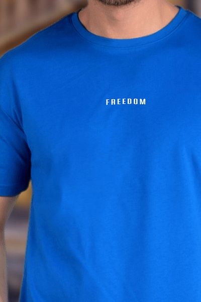 BESSA Ανδρικό μπλουζάκι Freedom με εμπριμέ μπλε λαιμόκοψη