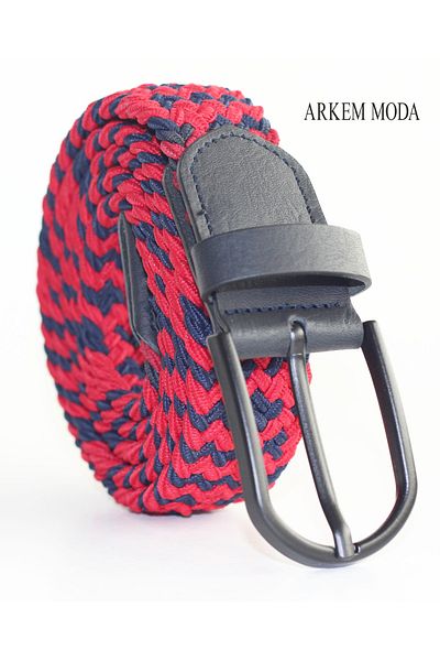 Arkem Elastic Knit Belt, Red Navy Belt, Men's Sports, Jeans, Shorts Men's Belt 3.5 cm