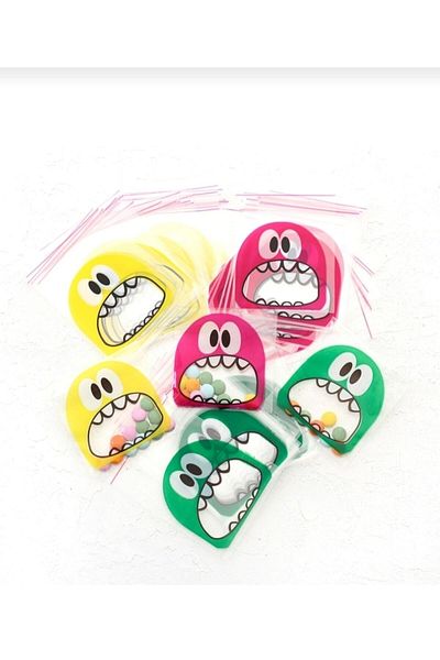 Elizberen Taped Transparent Patterned Bag, Assorted 30 Pieces of Monster