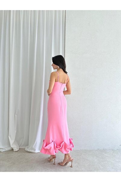 Mooi Butik Midi Length Jupe Dress with Asymmetrical Curved Hem