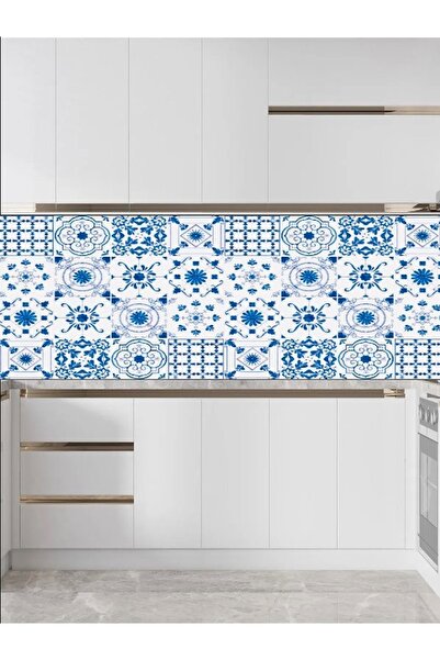 Özasya AVM Beyaz Mavi Mutfak Tezgah Üstü Fayans Masa Kaplama Yapışkanlı Folyo...
