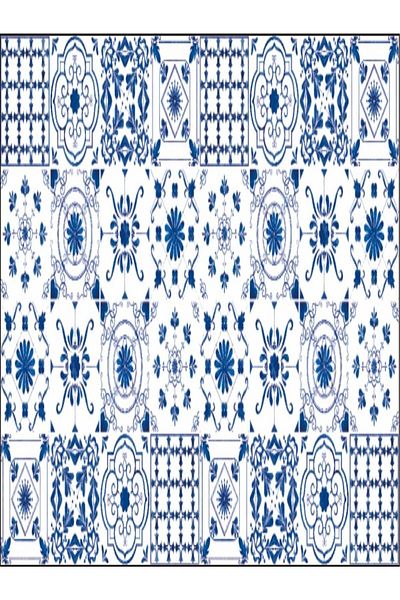 ugursepeti White Blue Kitchen Counter Top Tile Table Coating Adhesive Foil 1 Meter