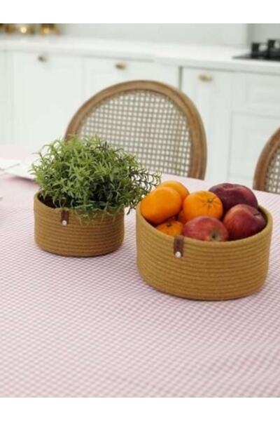 BALBAN TİCARET Coș cu șnur din răchită naturală împletită din 2 piese - multi...