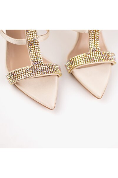 Nervia | Anya Beige Stone Heeled Women's Sandals