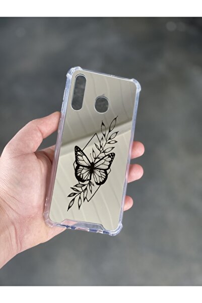 PERAX Oppo A31 Uyumlu Gümüş Aynalı Darbe Korumalı Kelebek Tasarımlı Silikon K...