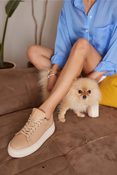 ANGELİNA JONES Rold Dámské tmavě béžové tenisky Eva Sole z pravé kůže