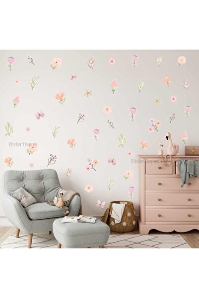 Sticker Ekspres Kır Çiçekleri Çiçek Çocuk Odası Duvar Sticker Seti