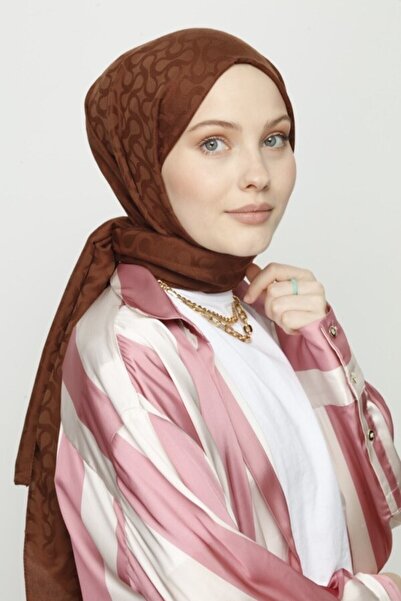 VALORSCARF Çikolata Kahve Bloom Desen Şal