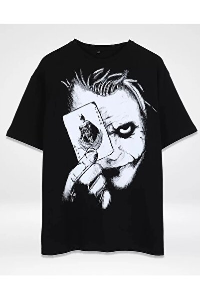 Daxia Joker Sırt Baskılı Siyah Oversize Unisex Tshirt