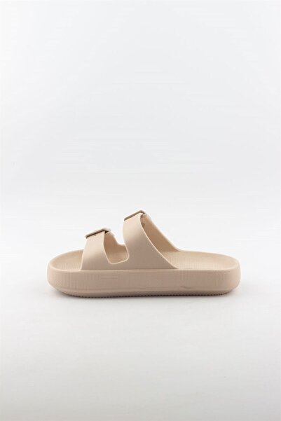 Akınal Bella Γυναικείες καλοκαιρινές παντόφλες σόλας Eva με διπλή πόρπη - Sand Beige