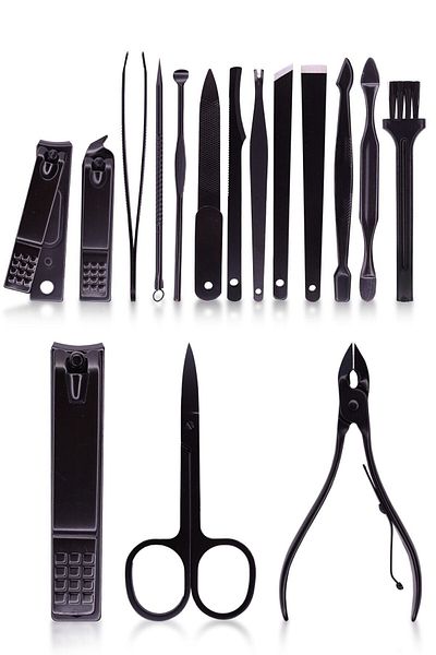 MUJGAN 16 Piece Manicure Set with Brown Leather Bag