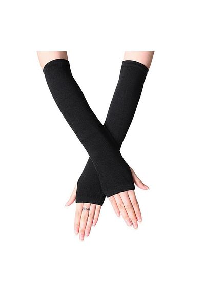 İYİ MODA Black Long Cut Finger Gloves Sleeve
