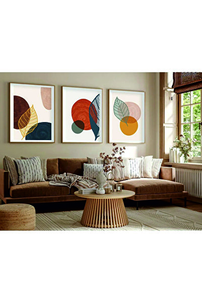 woodhomeworks Ahşap Çerçeveli Minimalist 3’lü Tablo qmrc