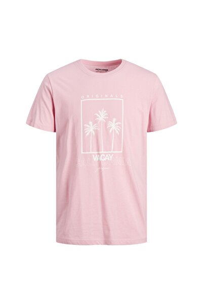 Jack & Jones Bisiklet Yaka Düz Pembe Erkek T-shirt Jortulum Uv Tee Ss Crew Neck