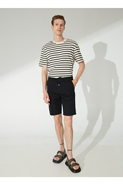 Fabrika Düşük Bel Basic Siyah Erkek Bermuda Şort Lısbon