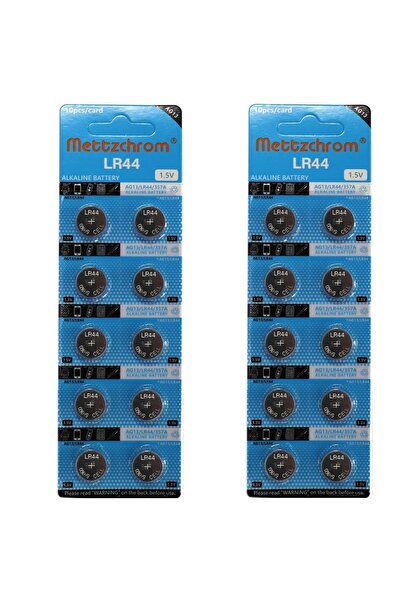 Mettzchrom 20 Adet Ag13 Alkalin Lr44h A76 Sr44 357 Alkalin Düğme Pil KOL SAAT...