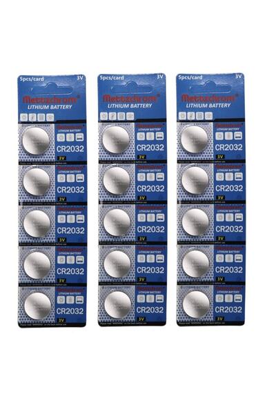 Mettzchrom 15 Adet 3 Volt Cr2032 Lityum Düğme Para Pil Dl2032 Bios-kepenk-kumanda Lithıum Pili