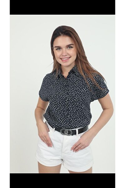 Esinty Γυναικείο πουκάμισο με μοτίβο, τετράγωνο μοτίβο με νυχτερίδα