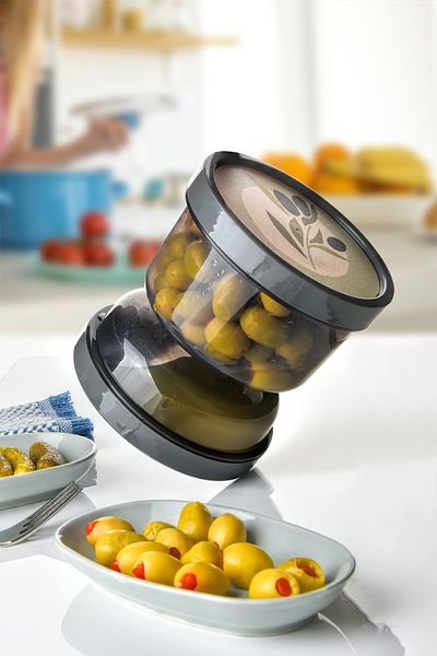 Pazarika Hourglass Olive & Pickle Container & Olive Bowl with Strainer - Olive Pickle Storage Container