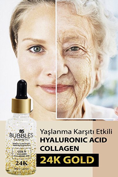 bs bubbles cosmetic 24k Altın Parçacıklı Kırışıklık Karşıtı Collagen Kolajen Serum 30 ml