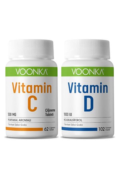 Voonka Vitamin C and D Tablet - 500 Mg 62 Chewing + 1000 Iu 102 Soft Capsules - Skt: 11/2023