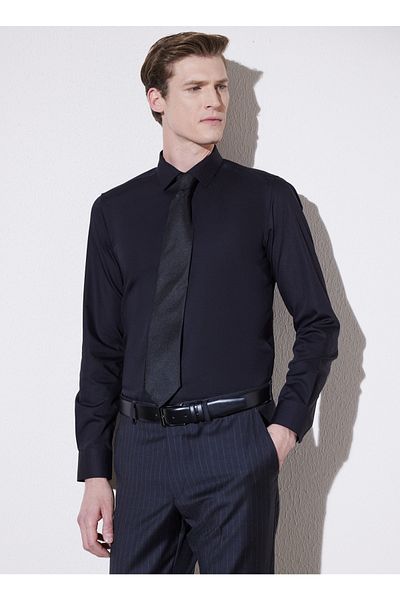 BROOKS BROTHERS Черна мъжка риза Slim Fit с класическа яка Bbsp23Msh041