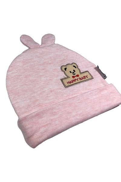 Cramerr Happy Bear Embroidered Baby Beanie with Ear Detail
