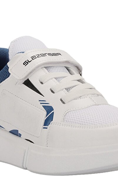 Slazenger Unisex Children's White Blue Summer Orthopedic Sole Ultra Light Style Sports Shoes. Does not sweat, does not slip